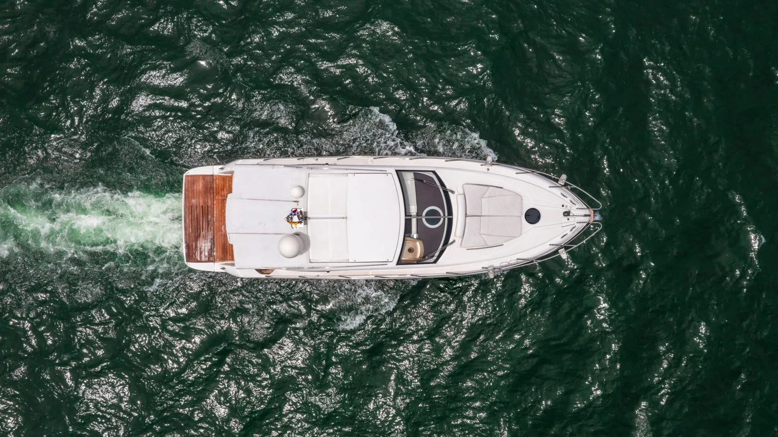 Aerial view of a private yacht underway off Cartagena